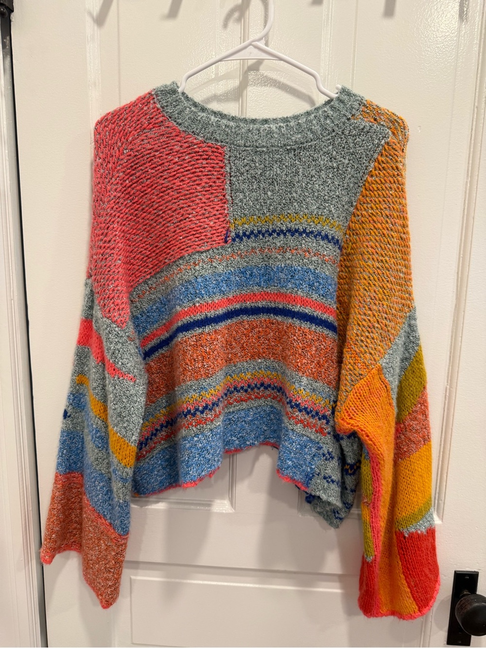 moon & madison Multicolor Striped Cropped Crew Sweater